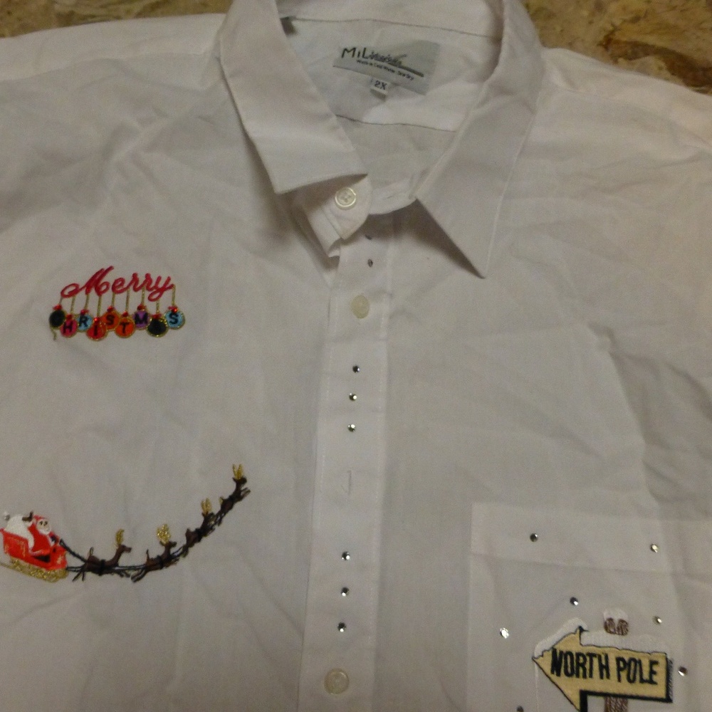 Xmas embroirdered Milli white blouse 2x nwot